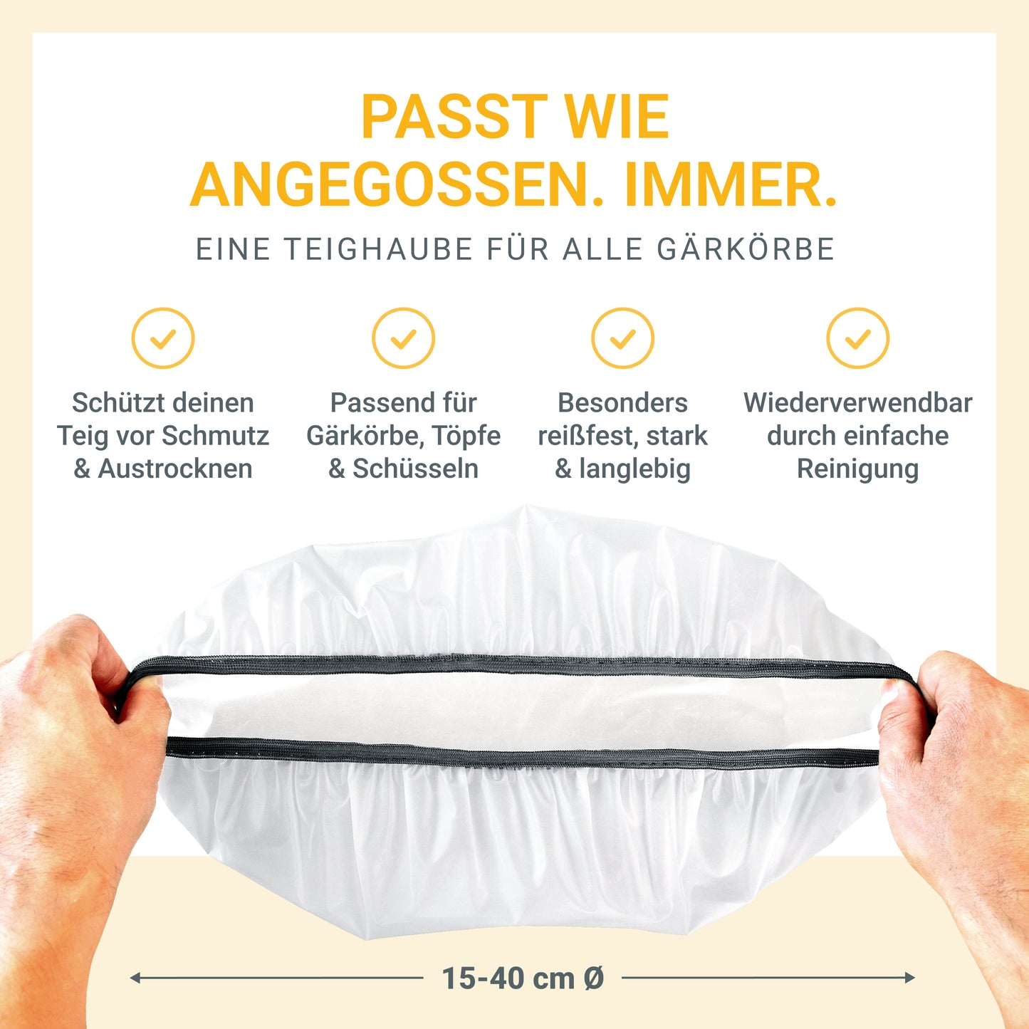 2 Stück Premium Abdeckhauben für Gärkorb, Topf und Lebensmittel