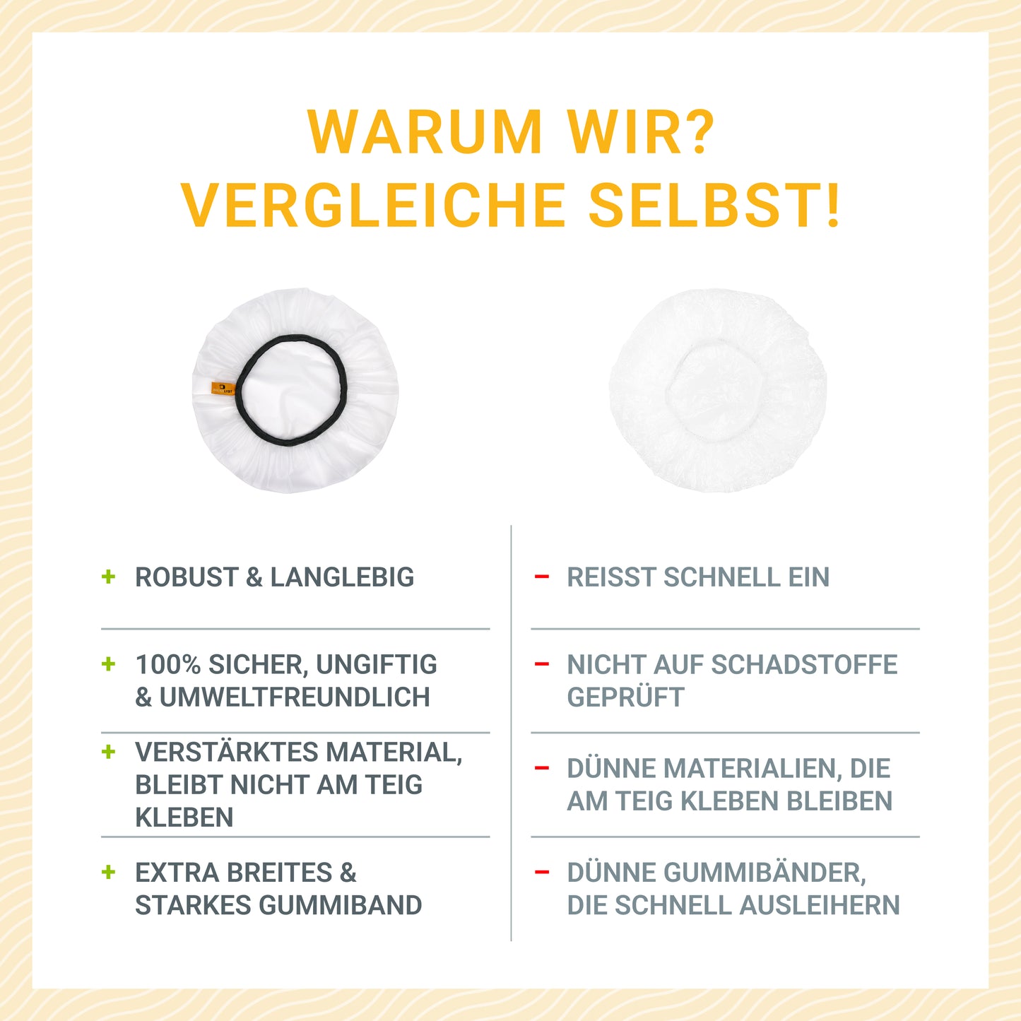 2 Stück Premium Abdeckhauben für Gärkorb, Topf und Lebensmittel