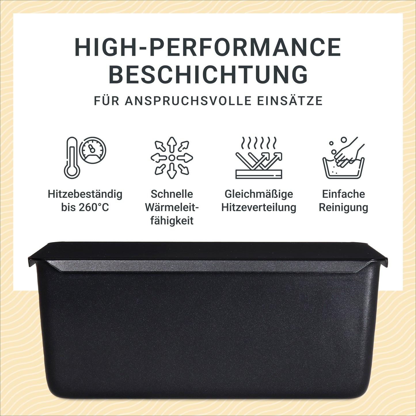 Premium-Kastenbackform mit Deckel und Antihaftbeschichtung