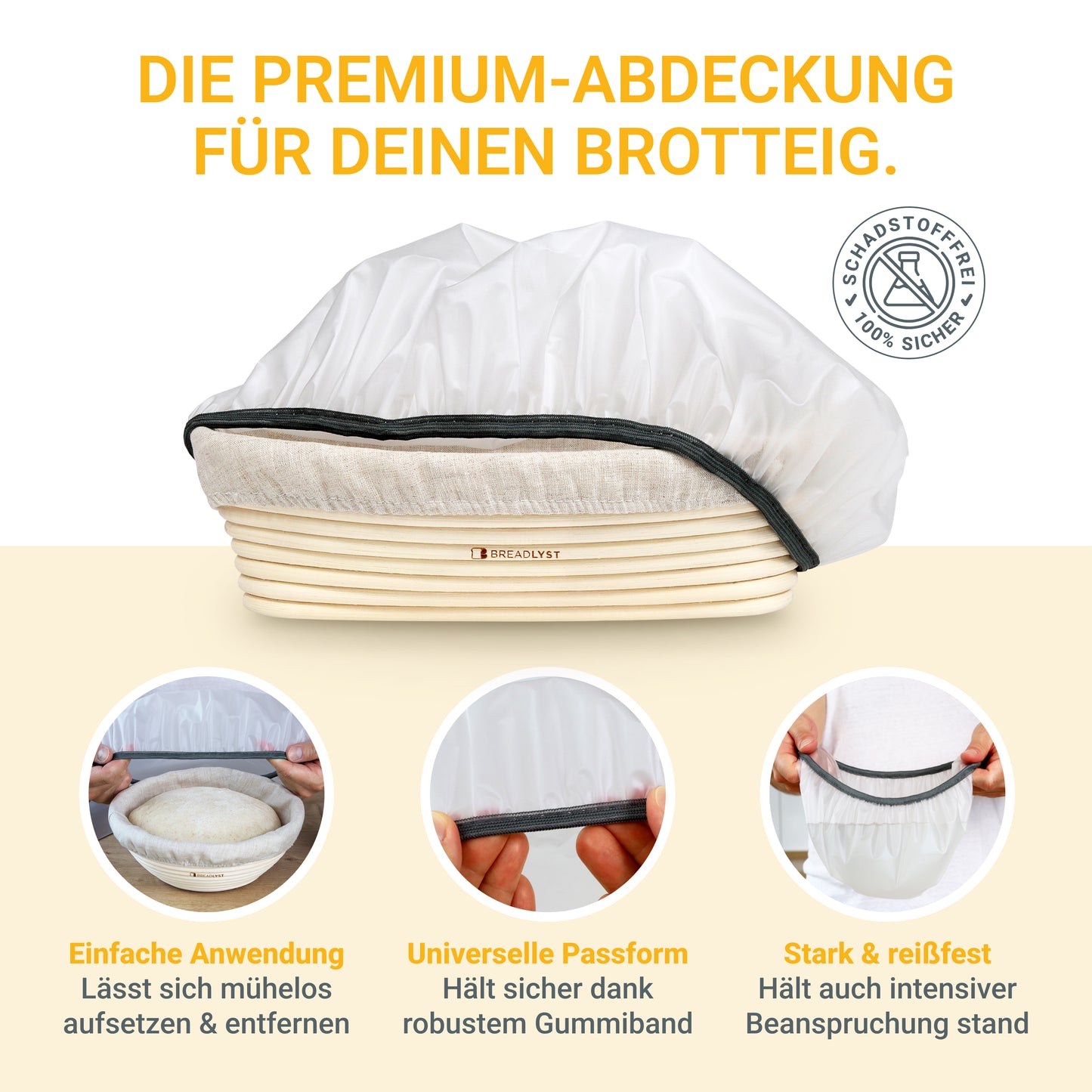 2 Stück Premium Abdeckhauben für Gärkorb, Topf und Lebensmittel