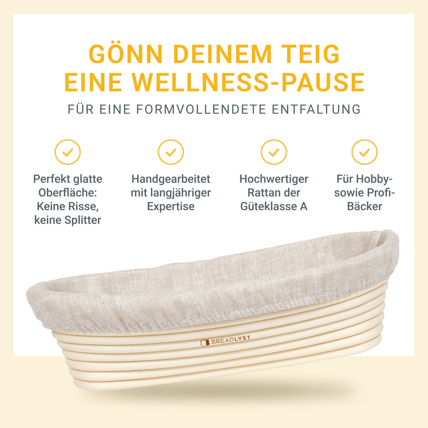 Premium Gärkorb Set mit Leinen-Einsatz und Abdeckhaube