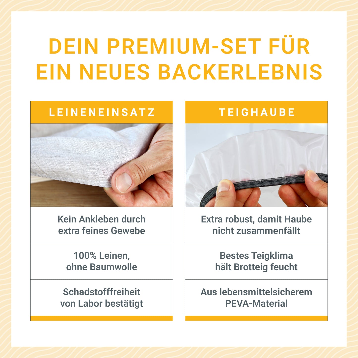 Premium Gärkorb Set mit Leinen-Einsatz und Abdeckhaube